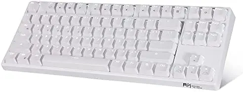 RK ROYAL KLUDGE Mechanical Keyboard 87 Keys White LED Backlight Tenkeyless USB Wired/Wireless Bluetooth Keyboard Gaming/Office for iOS Android Windows MacOS and Linux RK987 (Blue Switch-White)
