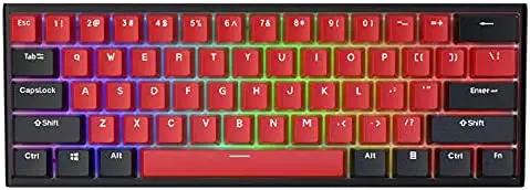 BOYI Wired 60% Mechanical Gaming Keyboard, Mini RGB Cherry MX Switch PBT Keycaps NKRO Programmable Type-C Keyboard for Gaming and Working (Black+Red Color, Cherry MX Brown Switch)
