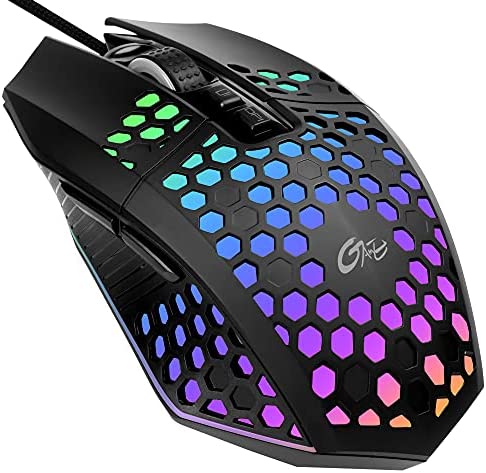 Lightweight Wired Gaming Mouse, 8000 DPI RGB Lighting Mice with Honeycomb Shell, Ergonomic Computer Mouse with 7 Buttons, One-Click Desktop, High Precision Sensor for PC, Mac, Laptop (Black)