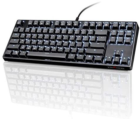VELOCIFIRE TKL02 Mechanical Keyboard TKL 87 Key Tenkeyless Ergonomic with Brown Switches, and White LED Backlit for Copywriters, Typists and Programmers