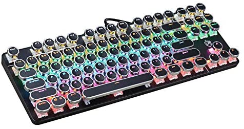 K917 RGB Mechanical Gaming Keyboard 87Key Retro Keyboard-Blue Switch-LED Backlit- Round Keycaps Anti-Ghosting Mechanical Illuminated Keyboard for PC Gaming and MAC (Retro-Black)