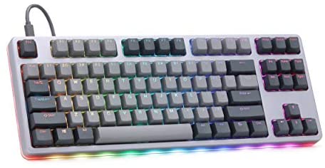 Drop CTRL High-Profile Mechanical Keyboard — Tenkeyless TKL (87 Key) Gaming Keyboard, Hot-Swap Switches, Programmable, Backlit RGB LED, USB-C, Doubleshot PBT, Aluminum (Gray, Halo Clear)