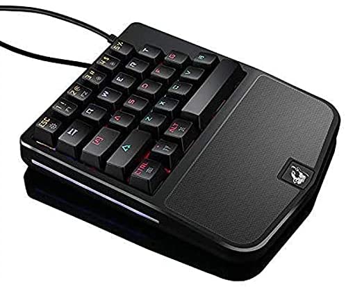ALISALQ One-Hand Mechanical Keyboard, Wired Gaming Keyboard, 28-Key LED Backlight, Blue Switch, Ergonomic Wrist Strap, for PC Laptop
