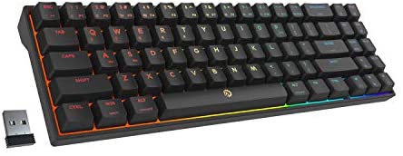 DREVO Calibur V2 MAX Compact 71-Key Wireless Bluetooth 5.1 & 2.4G Wireless & USB-C Cable Wired RGB Mechanical Gaming Keyboard, Compatible with PC/Mac,US Layout (Brown Switch, Black)