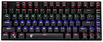OKKID Z-88 Mechanical Keyboard Red Switch Rainbow LED Backlit Wired Gaming Keyboard Water Resistant Compact 81 Keys for Windows PC Gamer Work