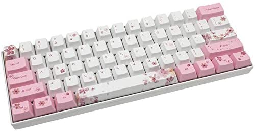 ZMX Cherry Blossom 61 Mechanical Keyboard,60％Compact Mechanical 5.0Bluetooth/Type-C Wired Dual-Mode RGB Backlit Five-Sided Sublimation PBT Keycap Gaming Keyboard(Blue Switch, Pink)