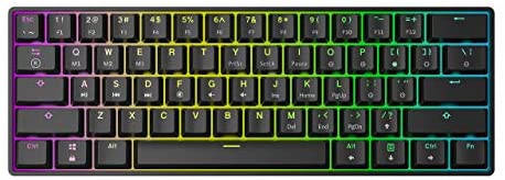 GK61 Mechanical Gaming Keyboard – 61 Keys Multi Color RGB Illuminated LED Backlit Wired Programmable for PC/Mac Gamer (Gateron Optical Red, Red) (Renewed)