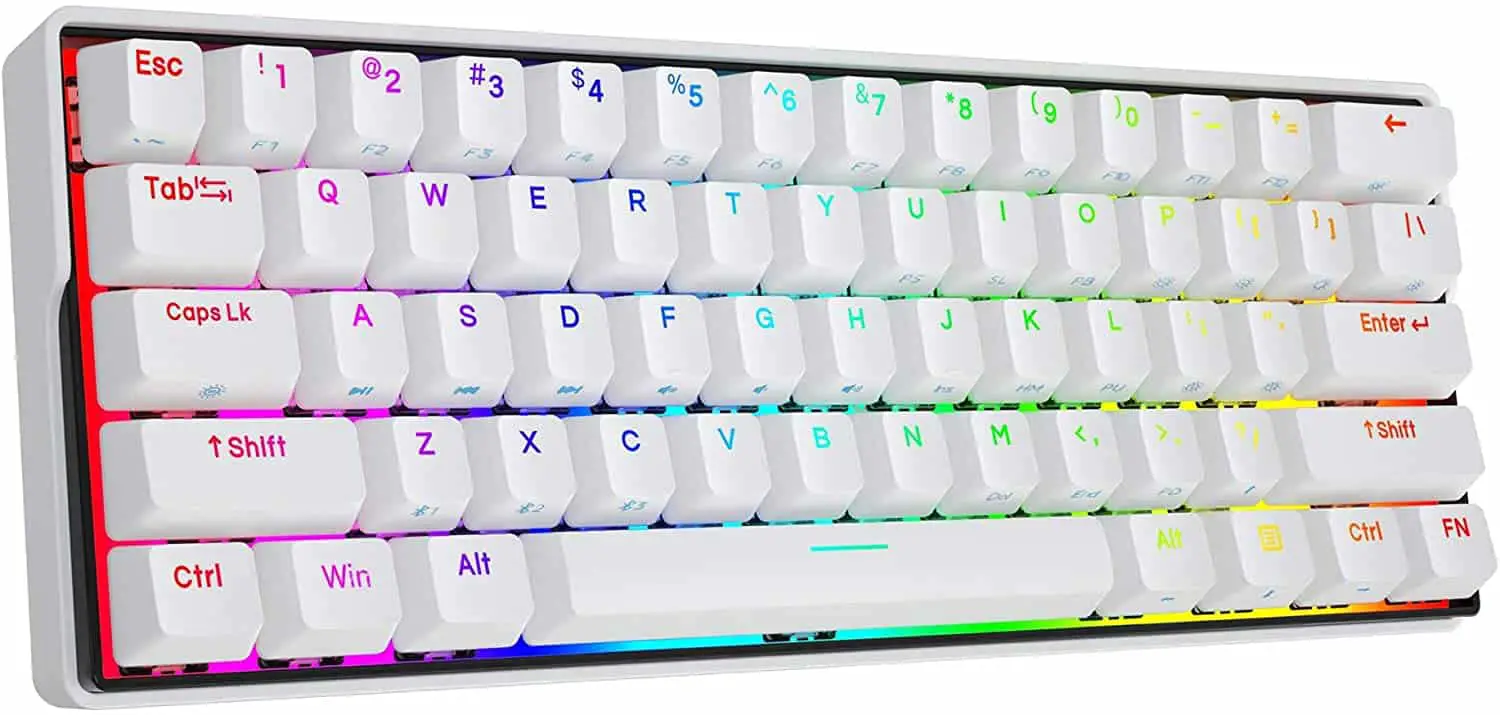 KEMOVE Snowfox Wired/Wireless 60% Mechanical Gaming Keyboard,Hot Swappable Keyboard RGB Backlit PBT Keycaps Full Keys Programmable – 3000mAh Battery (Gateron Blue Switch)