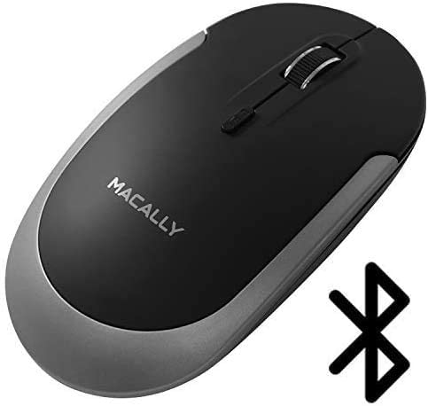 Macally Wireless Bluetooth Mouse for Laptop and Desktop PC – Quiet Click Buttons with Slim Comfortable Body – Silent Mouse with DPI 800/1200/1600 – Long Battery Computer Mouse Bluetooth – Black