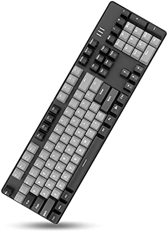 ALKEM Mechanical Keyboard with White LED Backlit 104 Keys Gaming Keyboard USB Wired Keyboard with Blue Switch Anti-Ghosting Full Size Black Keyboard for Windows PC MAC Games (Grey)
