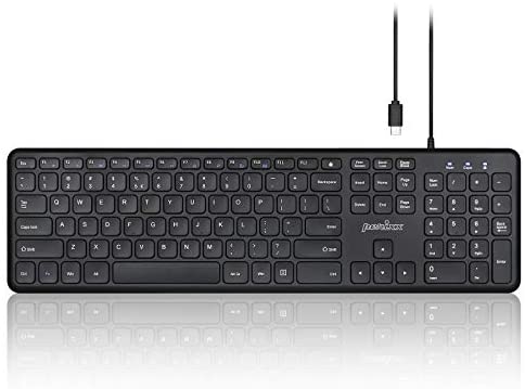 Perixx PERIBOARD-210C Wired Full-Size USB C Keyboard with Quiet Scissor Keys – Compatible with Mac, iPad, Windows, Chromebook, Tablets, Desktop, and Laptops – Black – US English (PB-210CBUS-11729)