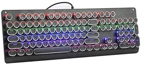 E-YOOSO K600 Retro Mechanical Gaming Keyboard 104 Key, Rainbow LED Backlit Keyboard (Red Switch) (Renewed)