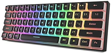 GK GAMAKAY MK61 Wired Mechanical Keyboard, Keys Compact Keyboard Gateron Optical Switch PBT Pudding Keycaps, Waterproof RGB Backlit Programmable Hot Swappable Gaming Keyboard (Yellow Switch V2, Black)
