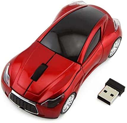 Sport Car Shape Mouse 2.4GHz Wireless Optical Gaming Mice 3 Buttons DPI 1600 Mouse for PC Laptop Computer (Red)