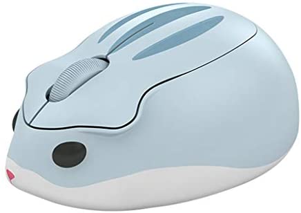 2.4GHz Wireless Mouse Cute Hamster Shape Less Noice Portable Mobile Optical 1200DPI USB Mice Cordless Mouse for PC Laptop Computer Notebook MacBook Kids Girl Gift (Blue)