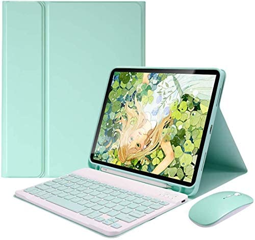 Lovely iPad Keyboard Case for iPad 10.2 inch 8th Generation 2020/7th Generation 2019,Detachable Keyboard Built-in Touchpad & Pencil Holder for iPad 10.2 Inch 2020/2019 (iPad 10.2 8th/7th Gen, Green)