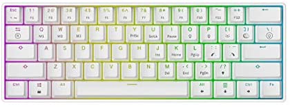 Mizar MZ60 Luna Hot Swappable Mechanical Gaming Keyboard – 61 Keys Multi Color RGB LED Backlit for PC/Mac Gamer (White, Gateron Optical Yellow)