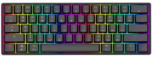 60% Mechanical Gaming Keyboard Wired 60 Percent Keyboard with LED RGB Rainbow Backlit Brown Switch for Windows PC Gaming (61 Keys, Black)
