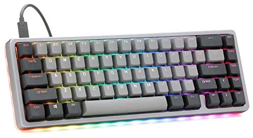 Drop ALT High-Profile Mechanical Keyboard — 65% (67 Key) Gaming Keyboard, Hot-Swap Switches, Programmable Macros, RGB LED Backlighting, USB-C, Doubleshot PBT, Aluminum Frame (Kaihua Box White, Gray)