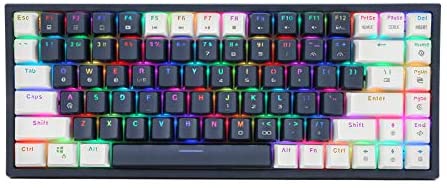 CQ84 RGB Mechanical Gaming Keyboard, Red Switch,programmable RGB Backlight, 84 Keys, Suitable for Windows Tablets, laptops, desktops, 60% Compact Wired Keyboard, White and Blue keycaps