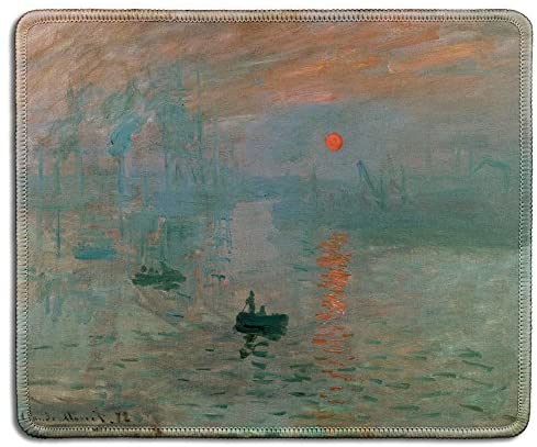 dealzEpic – Art Mousepad – Natural Rubber Mouse Pad with Famous Fine Art Painting of Impression Sunrise by Claude Monet – Stitched Edges – 9.5×7.9 inches