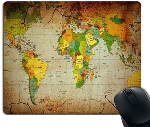 Smooffly Gaming Mouse Pad Custom,World Map Mousepad Mouse Pad Mat Non-Slip Thick Rubber Large Mousepad