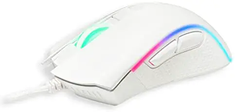 Tilted Nation USB Wired Gaming Mouse White – TNGHOST, Precise RGB Mouse for Gaming – 7 Programmable Buttons, Silicone Grips, Paracord Cable, Up to 10000 DPI, Omron Switches – White Gaming Mouse Wired