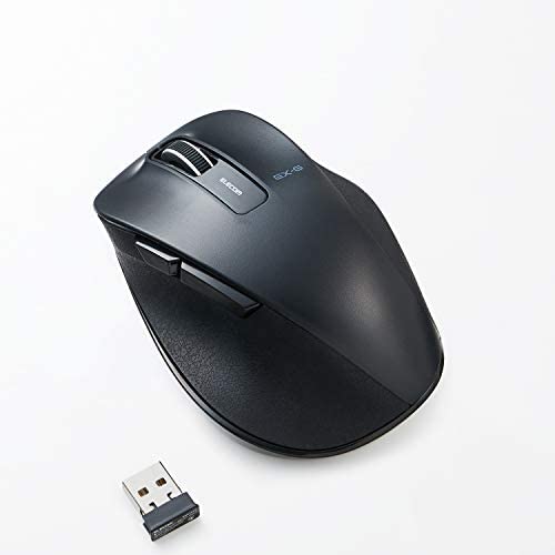 ELECOM Dr.EXG Wireless Mouse 2.4GHz 5 Buttons BlueLED Less Click Noise Mouse/Ergonomic Design/Back Forward Button 2000 DPI Gaming / Medium – Black (M-XGM10DBSBK-US)
