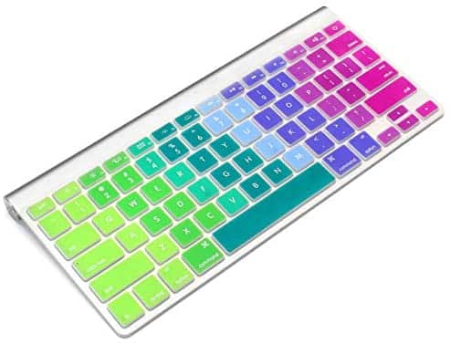 ProElife Ultra Thin Keyboard Cover Skin for Apple Wireless Keyboard with Bluetooth U.S Layout (Model: A1314, MC184LL/B) (Not Fit iMac Magic Keyboard), Soft-touch Silicone Keyboard Protector Rainbow