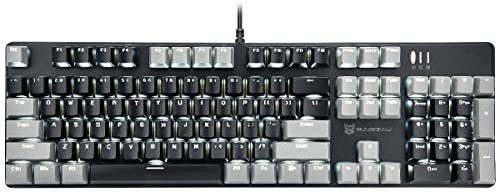 Qisan Mechanical Gaming Keyboard Full Size 104 Keys US Layout Wired Brown Switch Backlit Keyboard with Black & Grey Color