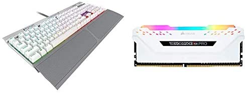 Corsair K70 RGB MK.2 SE Mechanical RAPIDFIRE Gaming Keyboard & Vengeance RGB Pro 16GB (2x8GB) DDR4 3200MHz C16 LED Desktop Memory – White