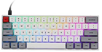 Epomaker SK61S 61 Keys Bluetooth 5.1 Hot Swappable Mechanical Keyboard with RGB Backlit, NKRO, Water-Resistant, Type-C Cable for Win/Mac/Gaming (Gateron Optical Black, Grey)