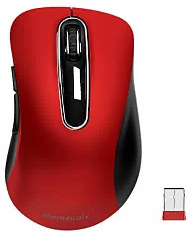 memzuoix 2.4G Wireless Mouse, 1200 DPI Mobile Optical Cordless Mouse with USB Receiver, Portable Computer Mice Wireless Mouse for Laptop, PC, Desktop, MacBook, 5 Buttons, Red