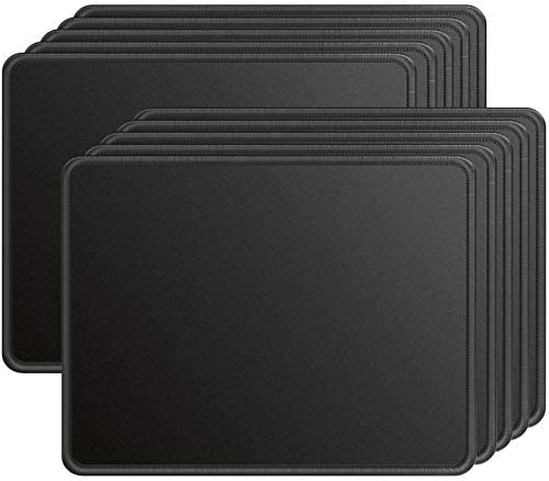 KTRIO 10 Pack Mouse Pad with Stitched Edges, Non-Slip Large Mousepad with Superior Micro-Weave Cloth, Water-Resist Mousepads Mouse Pads for Computers, Laptop, Gaming, Office & Home, 11 x 8.5 in, Black