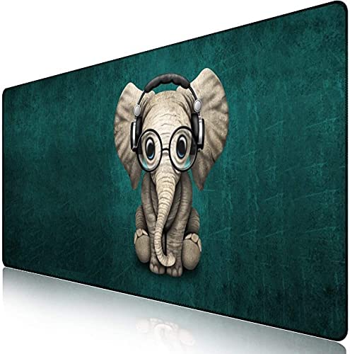 iCasso Extended Gaming Mouse Pad, Large Non-Slip Rubber Base Mousepad with Stitched Edges, Waterproof Keyboard Mouse Mat Desk Pad for Work, Game, Office, Home -Elephant (Extended X-Large)