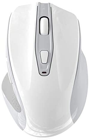 QIJIAYI Computer Wireless Mouse, 2.4G Noiseless Portable USB Mouse Ergonomic Mouse- Fit Your Hand Nicely, 3 Adjustable DPI Levels, Designed for Notebook, PC, Laptop, Computer (White)