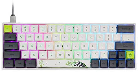 EPOMAKER SKYLOONG SK64 64 Keys Hot Swappable Mechanical Keyboard with RGB Backlit, PBT Keycaps, Arrow Keys for Win/Mac/Gaming (Gateron Optical Blue, Panda)