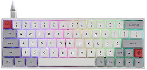 EPOMAKER SK64S Hot Swappable Bluetooth 5.1 Wireless/Wired Mechanical Keyboard with RGB Backlit, PBT Keycaps for Win/Mac/Gaming (Gateron Optical Brown, Grey White)