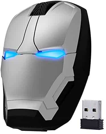 ECOiNVA Wireless Iron Man Mouse 2.4G Optical Computer Mouse for Desktop Laptop PC Mac (Silver)