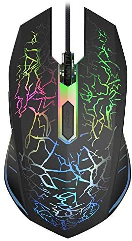 Gaming Mouse Wired, USB Optical Computer Mice with RGB Backlit, 4 Adjustable DPI Up to 2400, Ergonomic Gamer Laptop PC Mouse with 6 Programmable Buttons for Windows 7/8/10/XP Vista Linux
