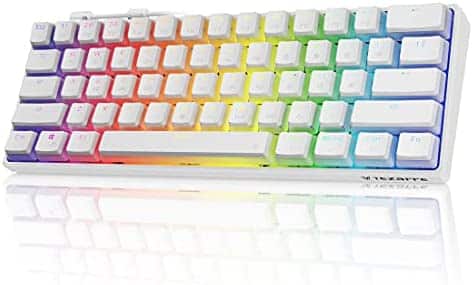 Tezarre TK61 60% Mechanical Gaming Keyboard with PBT Pudding Keycaps, 61 Keys RGB Backlit Wired USB Computer Keyboards Full Keys Programmable White (Gateron Optical Black Switch)