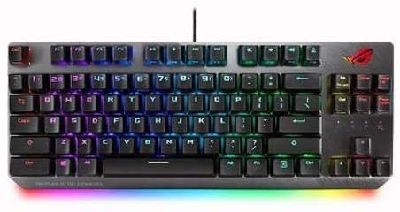 ASUS RGB Mechanical Gaming Keyboard – ROG Strix Scope TKL | Cherry MX Red Switches | 2X Wider Ctrl Key for FPS Precision | Gaming Keyboard for PC (Renewed)