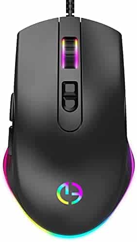 Wired Mouse,USB Wired Computer Mouse with RGB Backlit LED, 6 Adjustable DPI,7 Buttons Corded Computer Mouse for Office and Home,Wired Mouse for Laptop Windows PC Desktop Notebook-Black