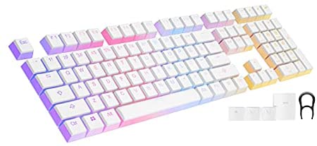 HUICCN 112 PBT Pudding Keycaps, DoubleShot, OEM Profile, for ANSI/ISO Mechanical Keyboard, Compatible with Cherry MX/Kailh/Outemu/Gateron/Optical Switch – White