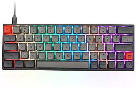 YUNZII SK64 Black Hotswap Mechanical Gaming Keyboard with Optical Switch, RGB, Programmable Custom Keyboard (Gateron Blue Switch,Black 64 Keys)