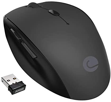 Criacr Wireless Mouse, Portable Optical Office Mouse with USB Receiver, 3-level Adjustable DPI, 200-hour Battery Life, Ergonomic Grip, 6 Buttons for PC, Desktop, Laptop, Computer, Mac