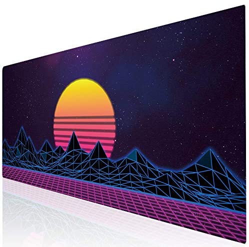 Imegny Large Gaming Mouse Pad, Extended XXL Desk Pad & Non-Slip Rubber Mat for Mice and Keyboard with Stitched Edges （90×40 zisesun011）