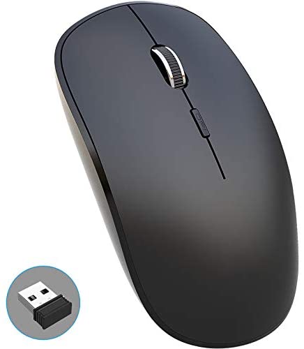 Wireless Mouse,Upgraded Durable Slim Wireless Mouse Portable Mobile Optical Wireless Mouse with Noiseless Click,2.4G Silent Ergonomic Wireless Mice with Nano Receiver for Notebook,Laptop,PC,Black