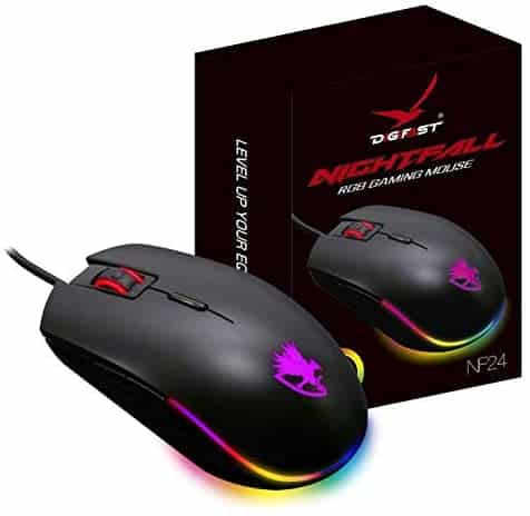 Digifast Nightfall NF24 RGB Gaming Mouse, Symmetrical Design, 50 Million Click Durability, 8 Programmable Buttons, Dynamic DPI Switching, Customized Color, DPI