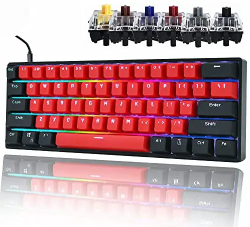 SK61 Hotswap Mechanical Gaming Keyboard with Optical Switch Gk61 Custom RGB Backlit LED keycaps Programmable for Ps4 (Gateron Brown, Milan) (Renewed)